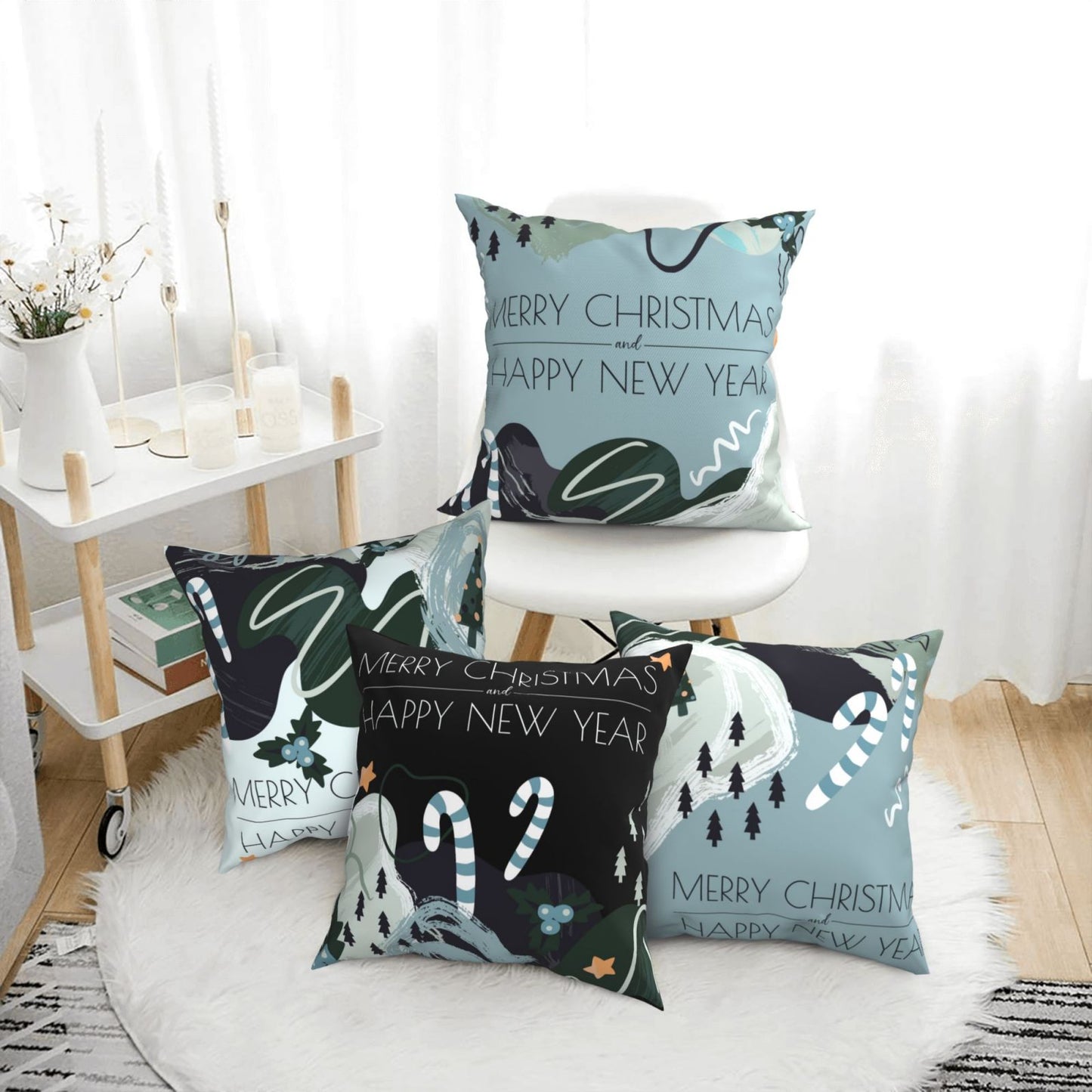 Christmas Throw Pillow Covers 18x18 inch Set of 4 Xmas Tree Decorative Cushion Covers