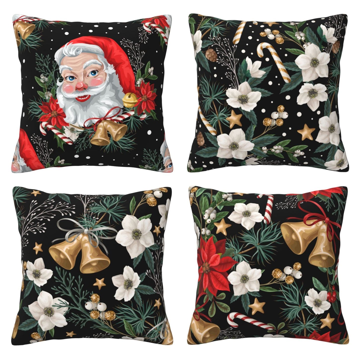 Christmas Throw Pillow Covers 18x18 inch Set of 4 Xmas Tree Decorative Cushion Covers