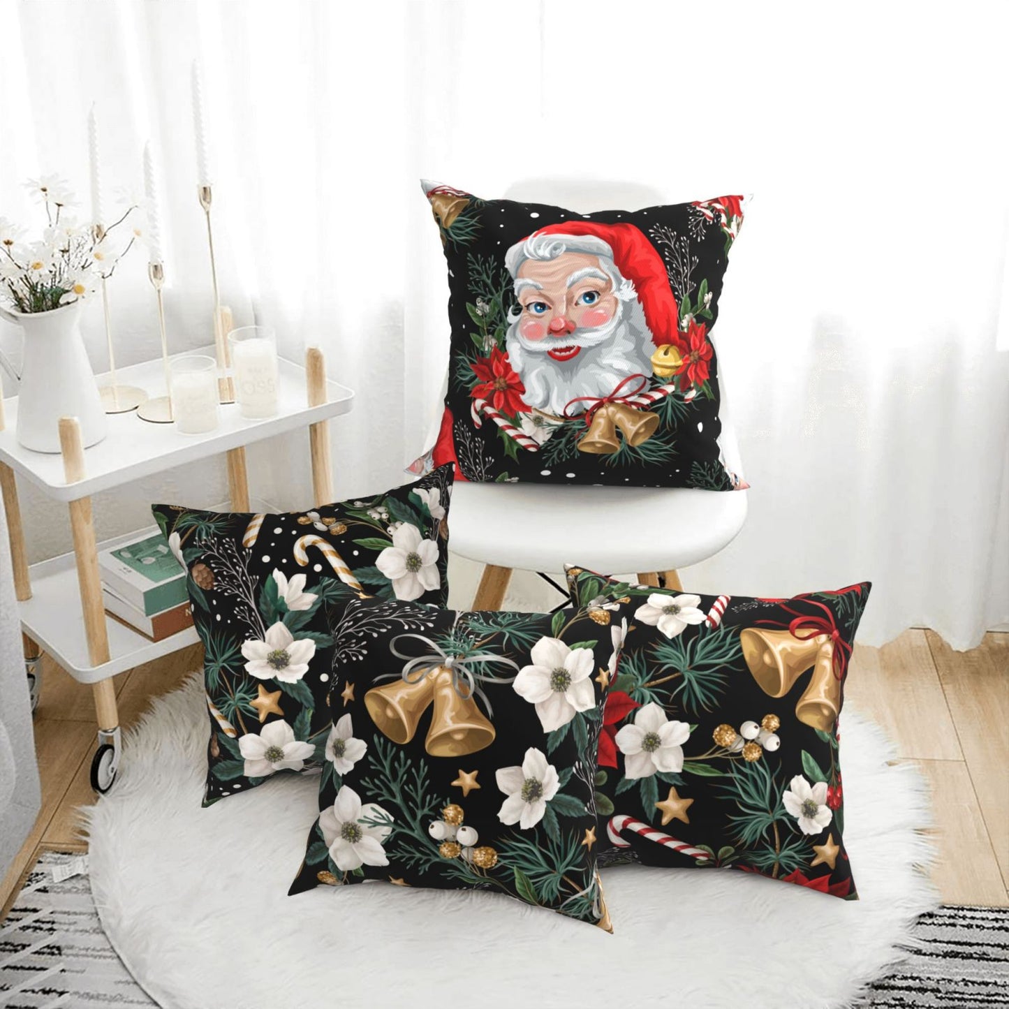 Christmas Throw Pillow Covers 18x18 inch Set of 4 Xmas Tree Decorative Cushion Covers