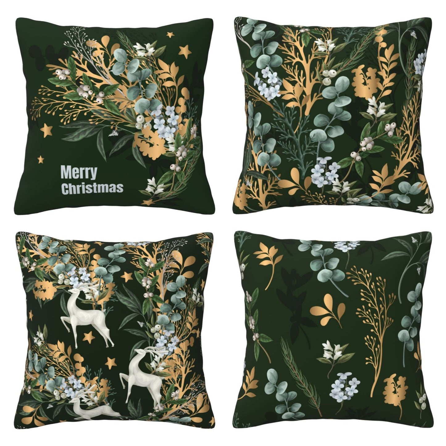 Christmas Throw Pillow Covers 18x18 inch Set of 4 Xmas Tree Decorative Cushion Covers