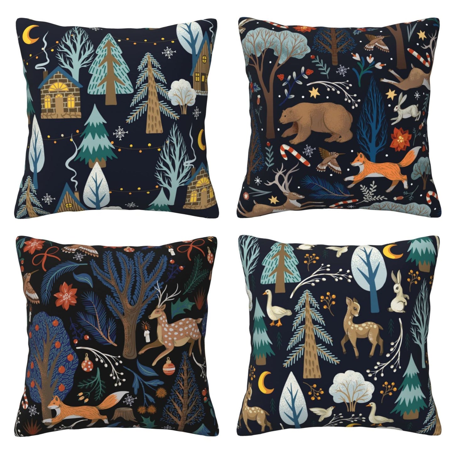 Christmas Throw Pillow Covers 18x18 inch Set of 4 Xmas Tree Decorative Cushion Covers