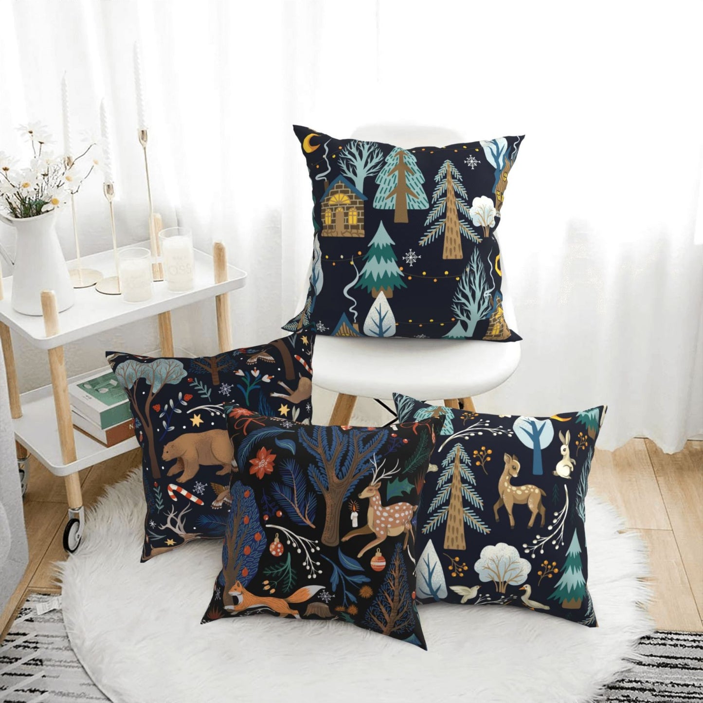 Christmas Throw Pillow Covers 18x18 inch Set of 4 Xmas Tree Decorative Cushion Covers