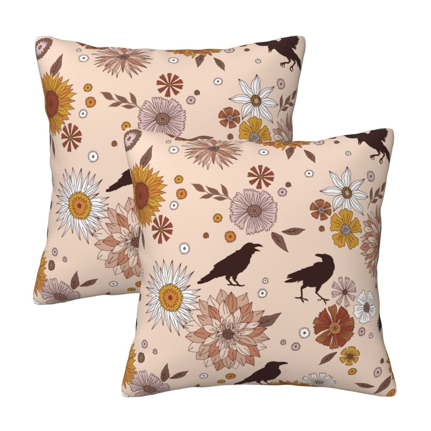 Halloween Themed Throw Pillow Covers 18x18 inch Set of 2 Spooky Skulls Velvet Cushion Covers for Sofa Couch