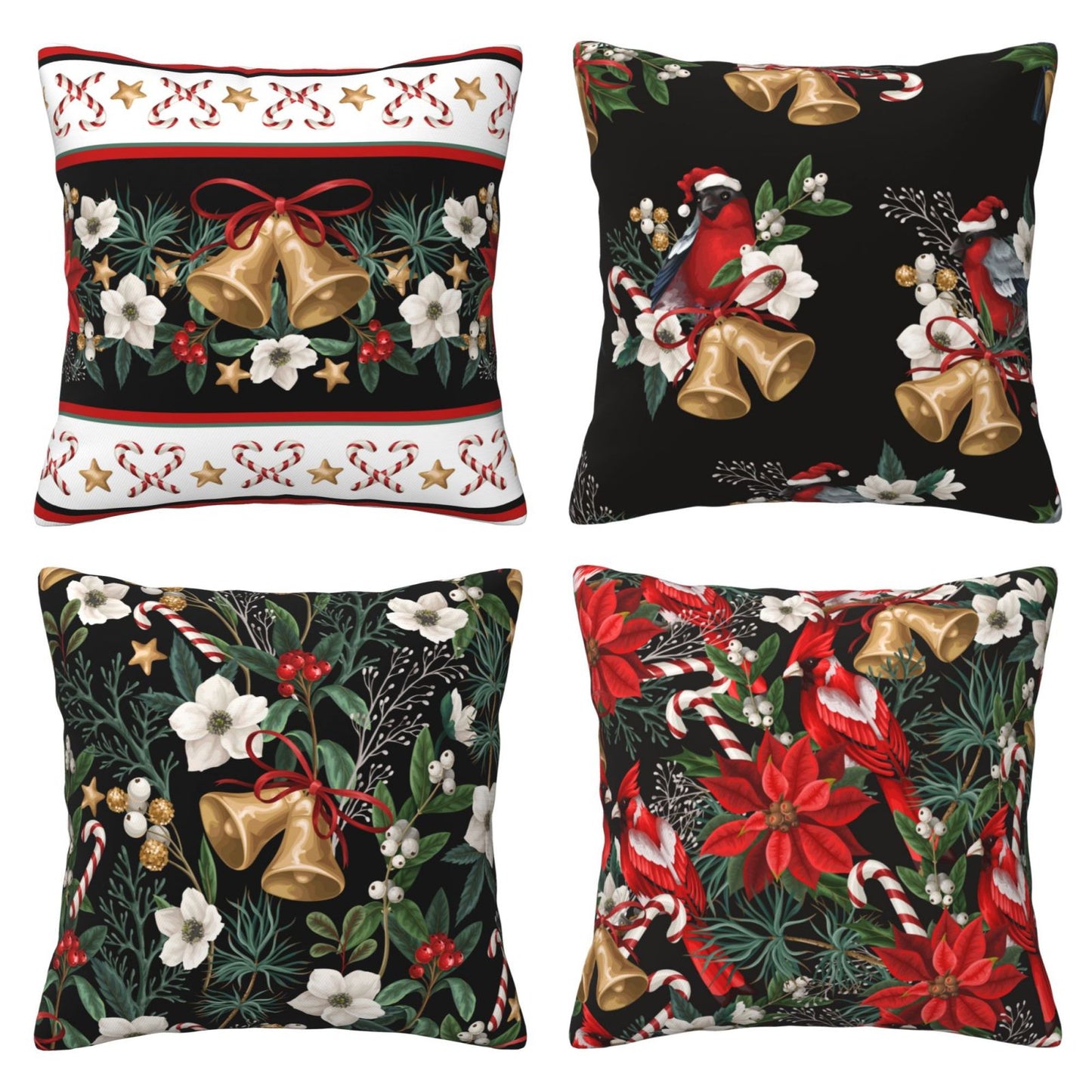 Christmas Throw Pillow Covers 18x18 inch Set of 4 Xmas Tree Decorative Cushion Covers