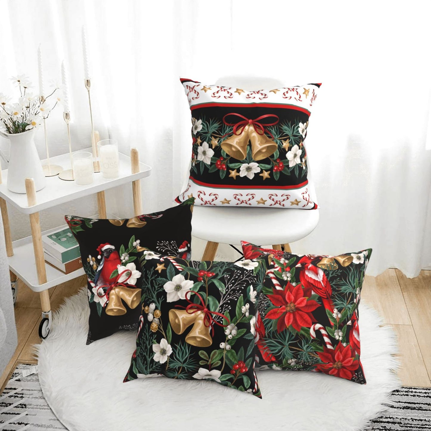 Christmas Throw Pillow Covers 18x18 inch Set of 4 Xmas Tree Decorative Cushion Covers