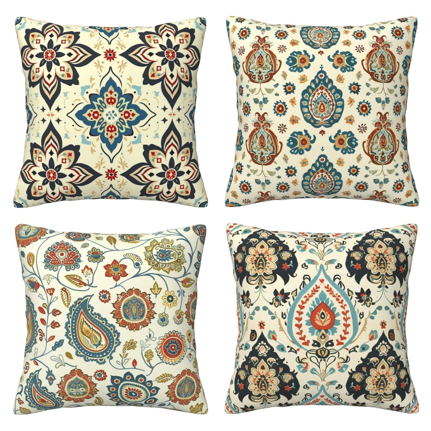 Kilim Throw Pillow Covers 18x18 inch Set of 4 Paisley Tribal Decorative Cushion Covers