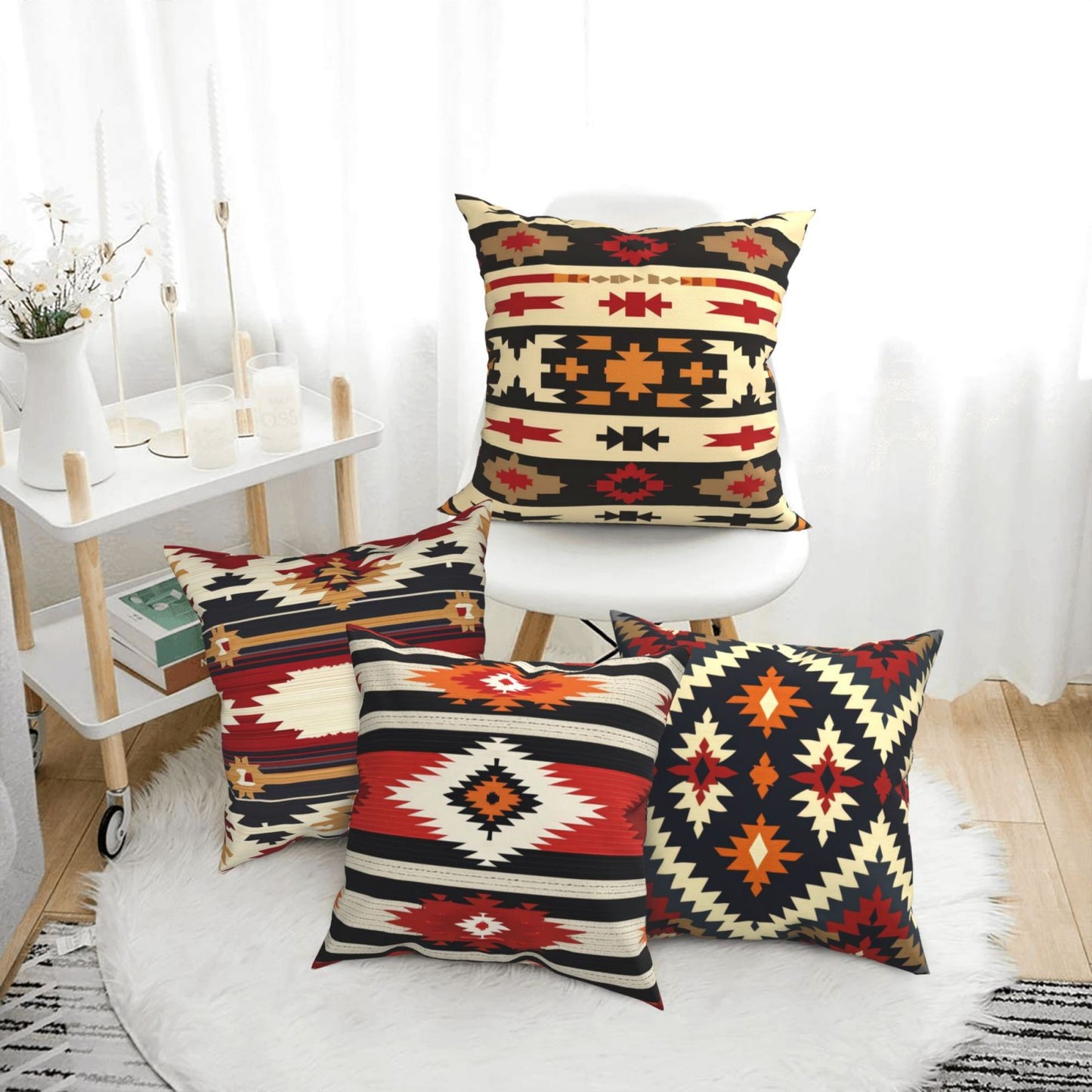 Aztec Throw Pillow Covers 18x18 inch Set of 4 Ethnic Tribal Decorative Cushion Covers