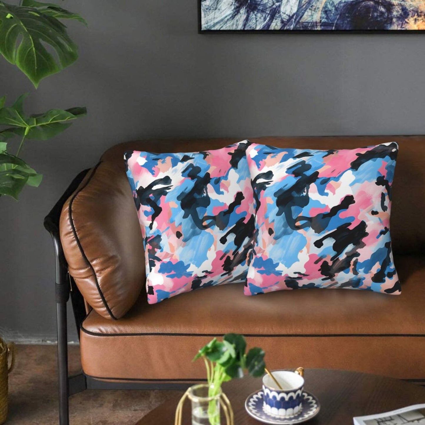Camo Throw Pillow Covers 18x18 inch Set of 2 Camouflage Patriotic Pillow Cases Army Military Decorative Cushion Covers