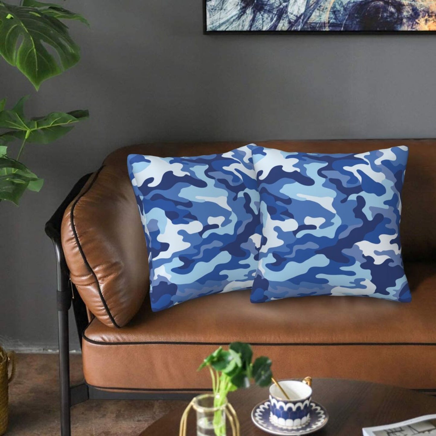 Camo Throw Pillow Covers 18x18 inch Set of 2 Camouflage Patriotic Pillow Cases Army Military Decorative Cushion Covers
