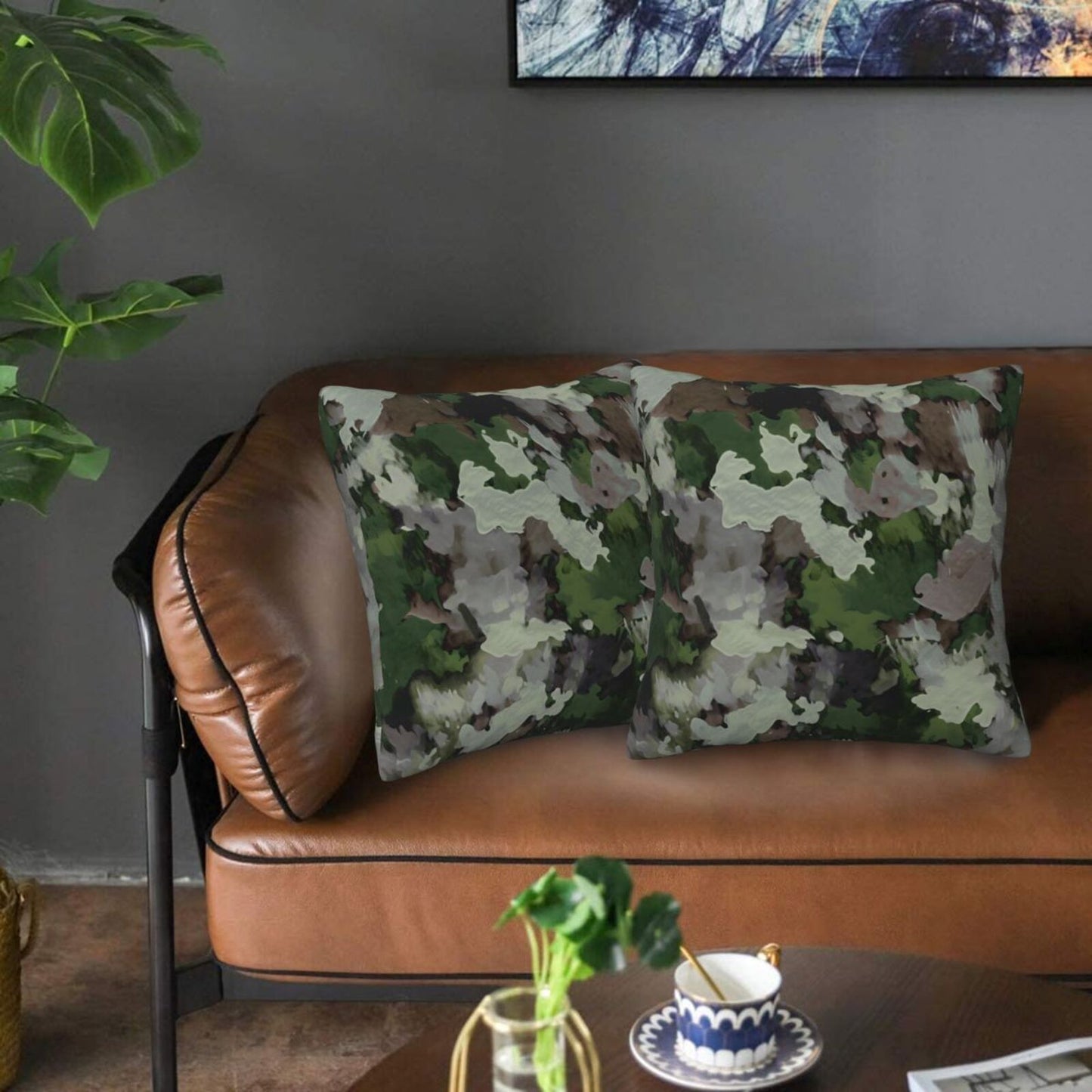 Camo Throw Pillow Covers 18x18 inch Set of 2 Camouflage Patriotic Pillow Cases Army Military Decorative Cushion Covers