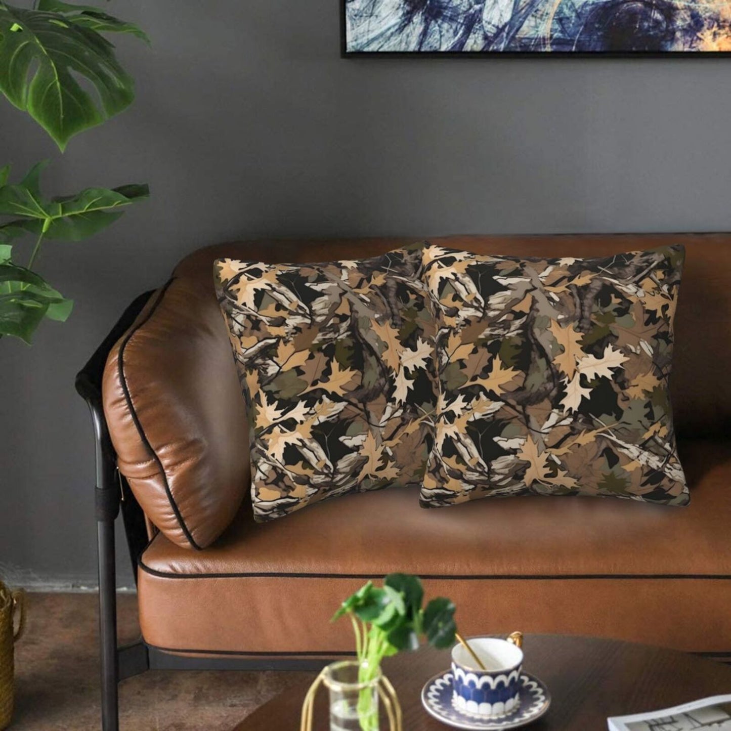 Camo Throw Pillow Covers 18x18 inch Set of 2 Camouflage Patriotic Pillow Cases Army Military Decorative Cushion Covers
