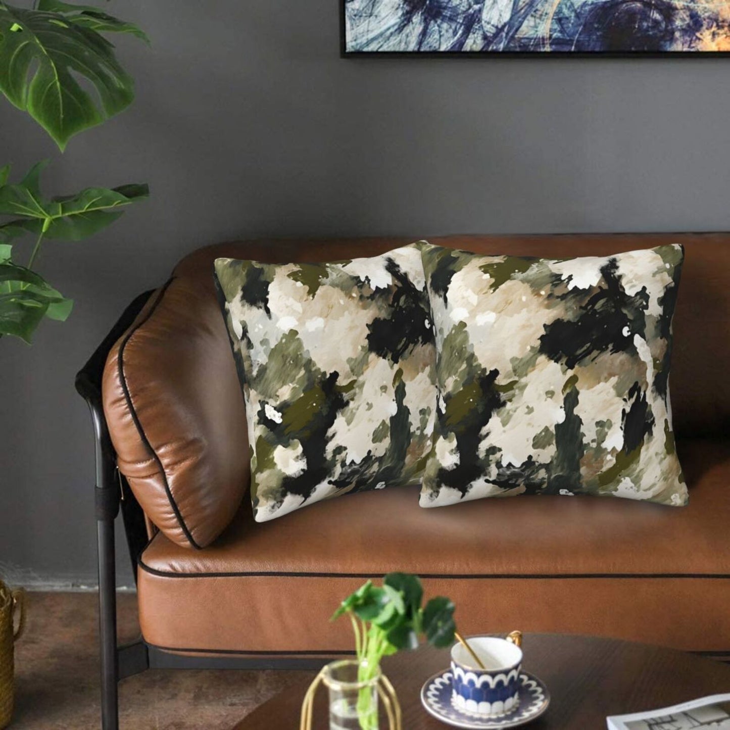 Camo Throw Pillow Covers 18x18 inch Set of 2 Camouflage Patriotic Pillow Cases Army Military Decorative Cushion Covers