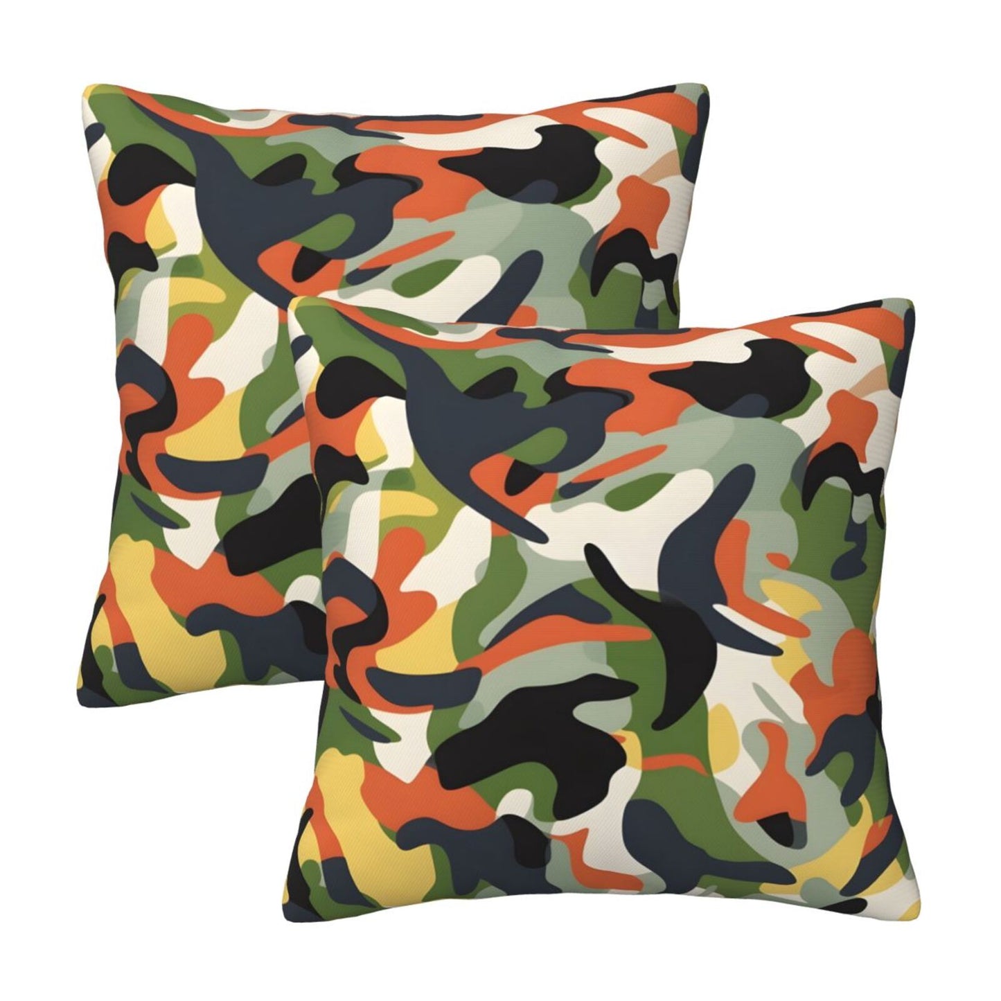 Camo Throw Pillow Covers 18x18 inch Set of 2 Camouflage Patriotic Pillow Cases Army Military Decorative Cushion Covers