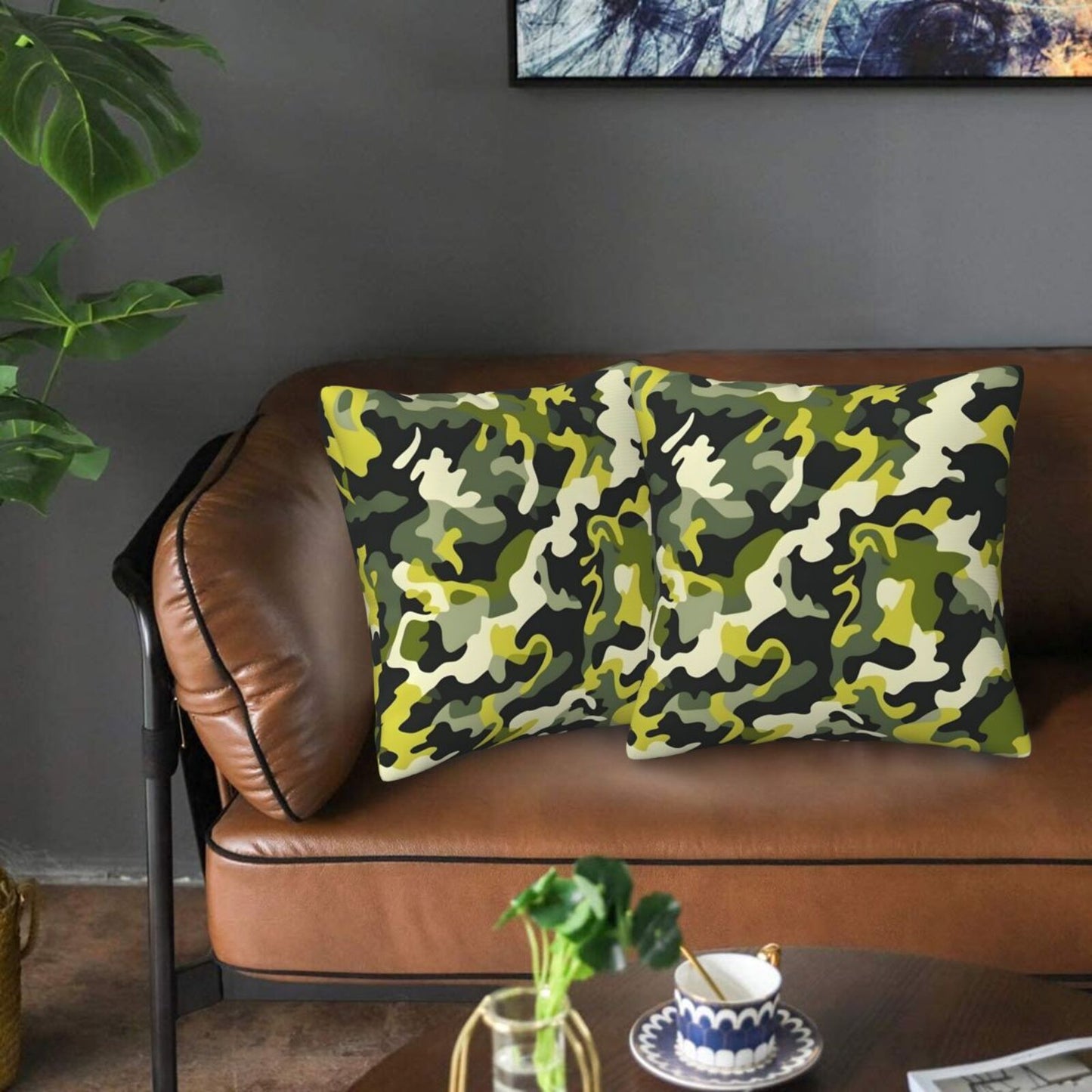 Camo Throw Pillow Covers 18x18 inch Set of 2 Camouflage Patriotic Pillow Cases Army Military Decorative Cushion Covers