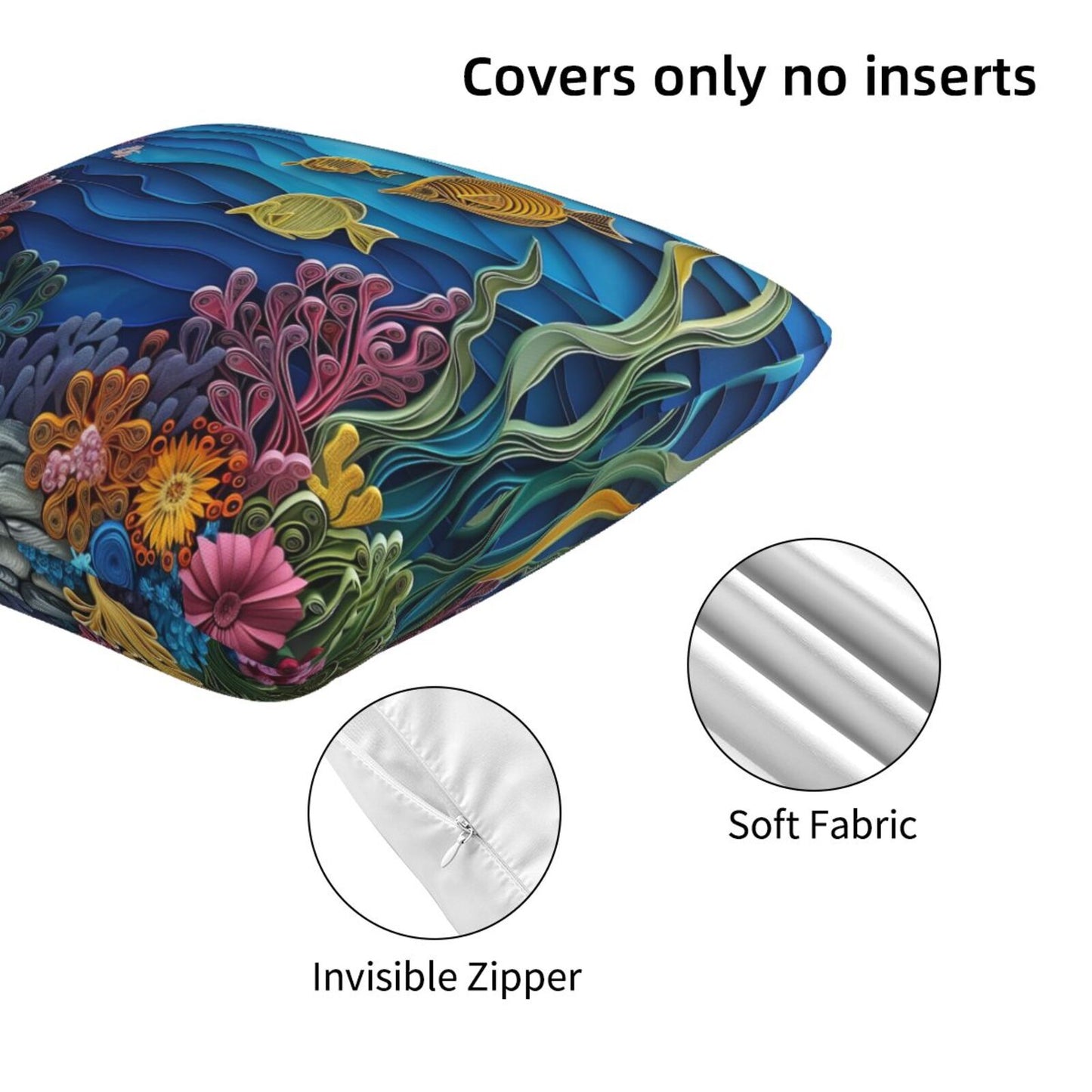 Sea Throw Pillow Covers 18x18 inch Set of 2 Coastal Marine Velvet Decorative Cushion Covers