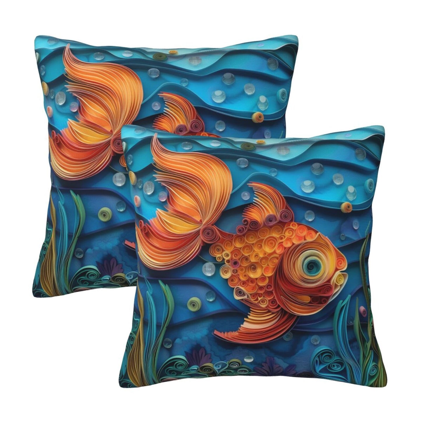 Sea Throw Pillow Covers 18x18 inch Set of 2 Coastal Marine Velvet Decorative Cushion Covers