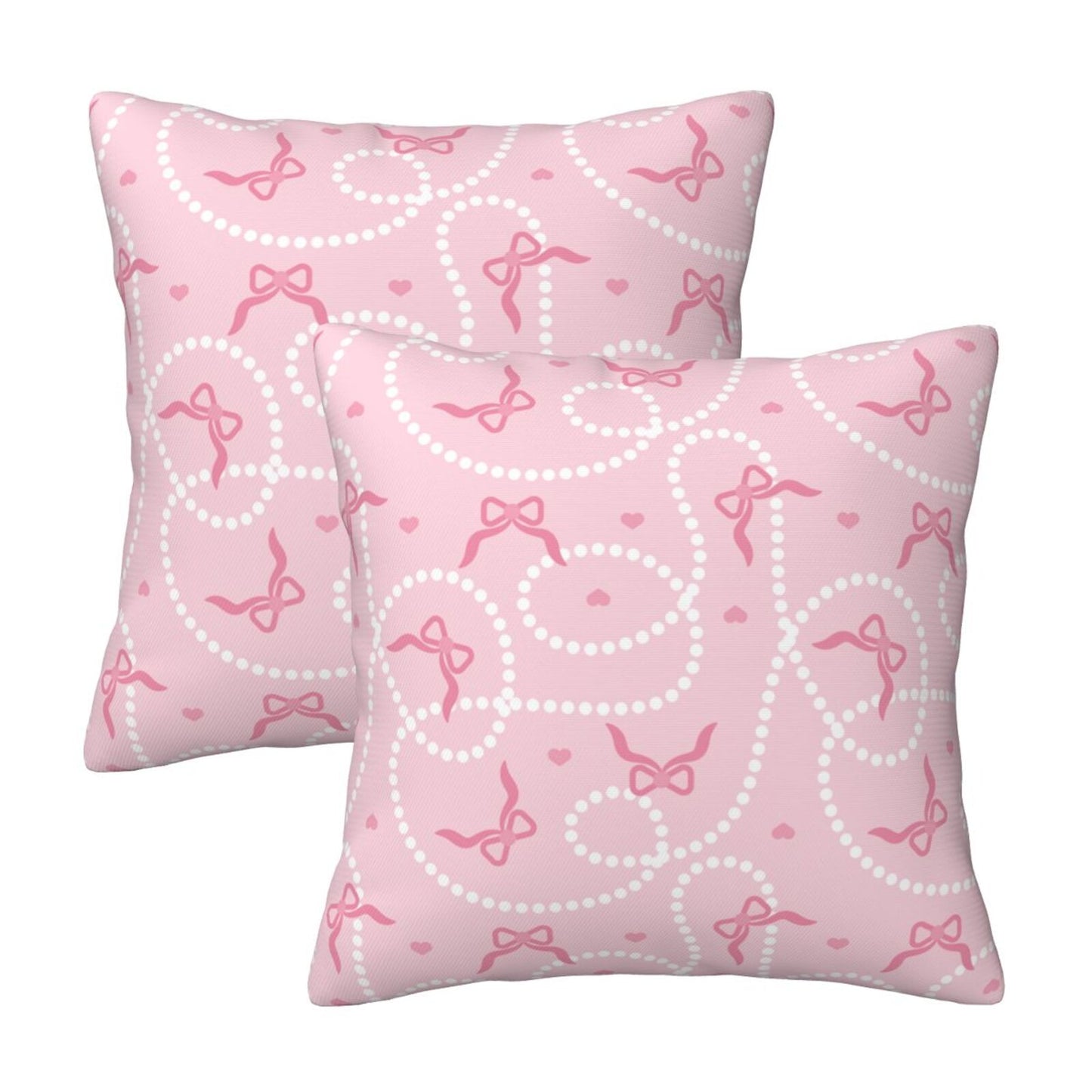 Coquette Throw Pillow Covers 18x18 inch Set of 2 Pink Color Bow Cushion Covers