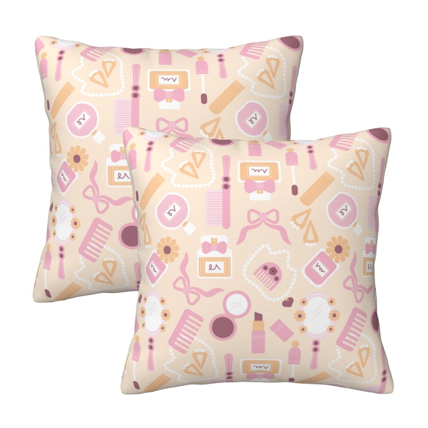 Coquette Throw Pillow Covers 18x18 inch Set of 2 Pink Color Bow Cushion Covers