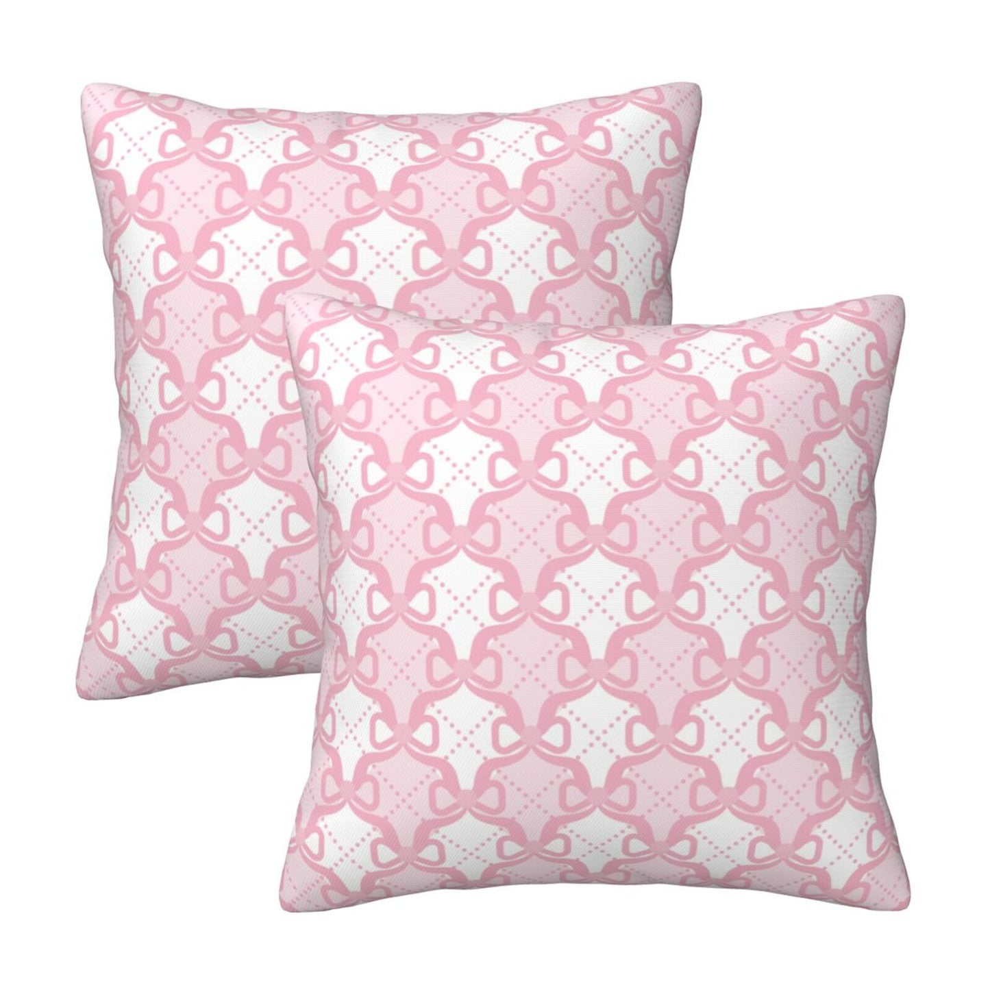Coquette Throw Pillow Covers 18x18 inch Set of 2 Pink Color Bow Cushion Covers