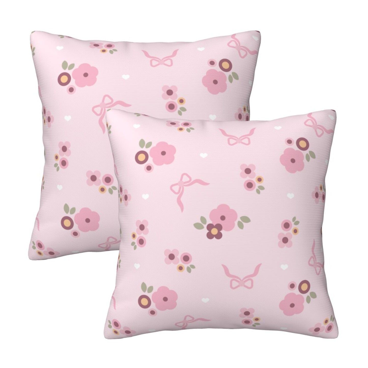 Coquette Throw Pillow Covers 18x18 inch Set of 2 Pink Color Bow Cushion Covers