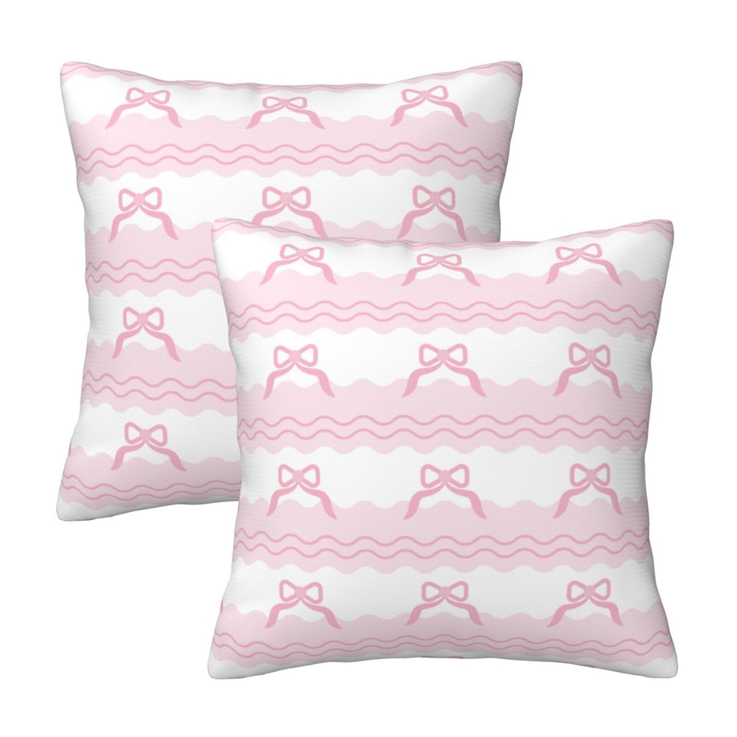 Coquette Throw Pillow Covers 18x18 inch Set of 2 Pink Color Bow Cushion Covers