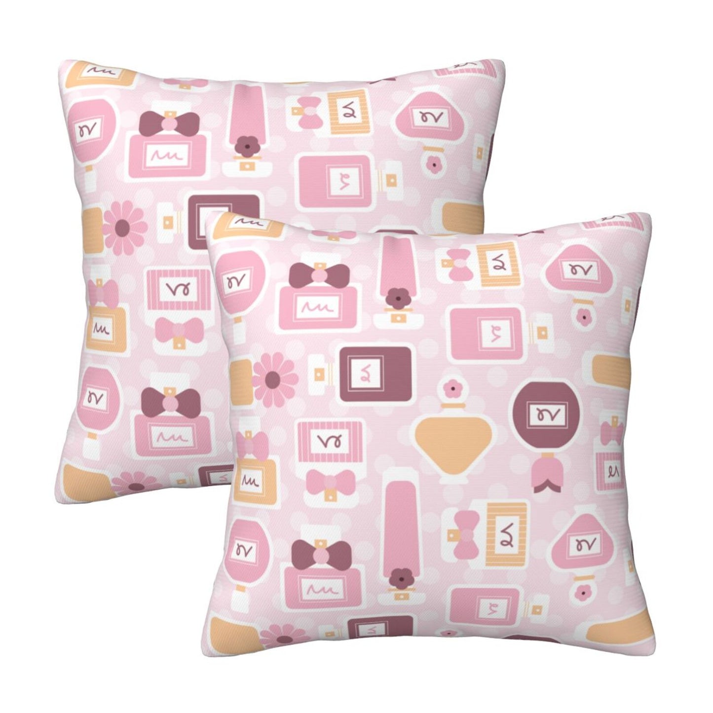 Coquette Throw Pillow Covers 18x18 inch Set of 2 Pink Color Bow Cushion Covers