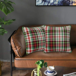 Plaid throw pillow covers 18x18 Set of 2 for sofa couch and living room decor