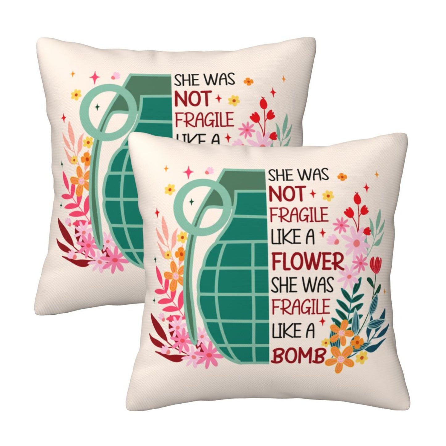 Motivational Throw Pillow Covers 18x18 inch Set of 2 Inspirational Strong Woman Cushion Covers