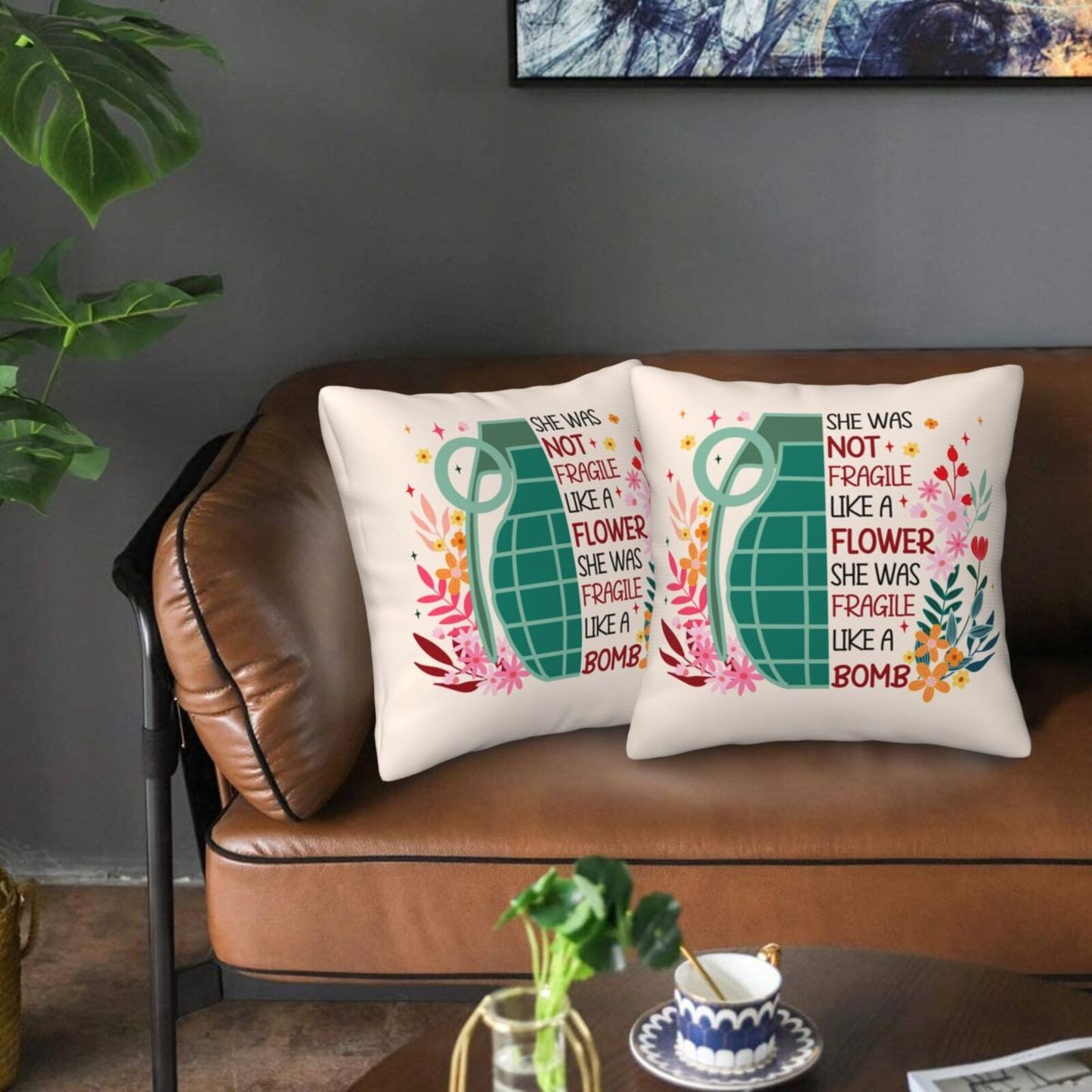 Motivational Throw Pillow Covers 18x18 inch Set of 2 Inspirational Strong Woman Cushion Covers