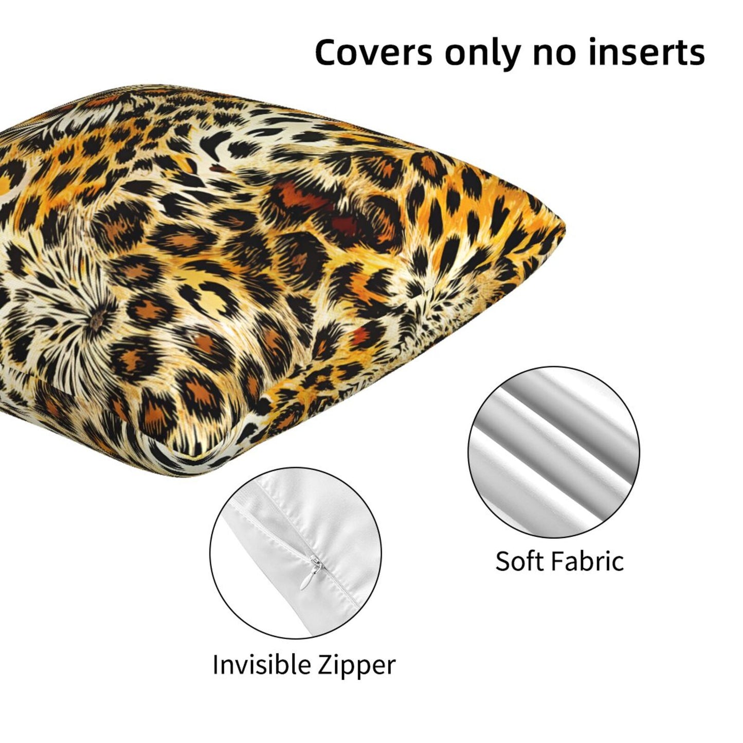 Leopard Print Throw Pillow Covers 18x18 inch Set of 2 Cheetah Decorative Cushion Covers