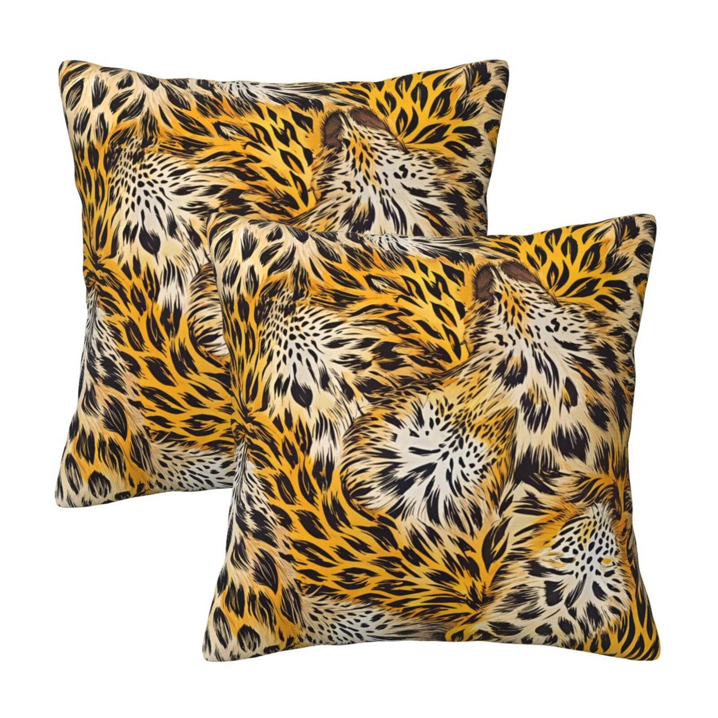 Leopard Print Throw Pillow Covers 18x18 inch Set of 2 Cheetah Decorative Cushion Covers