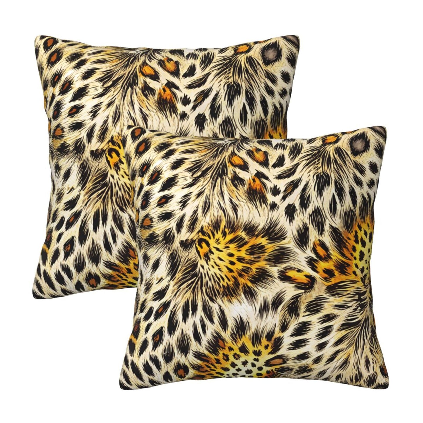 Leopard Print Throw Pillow Covers 18x18 inch Set of 2 Cheetah Decorative Cushion Covers