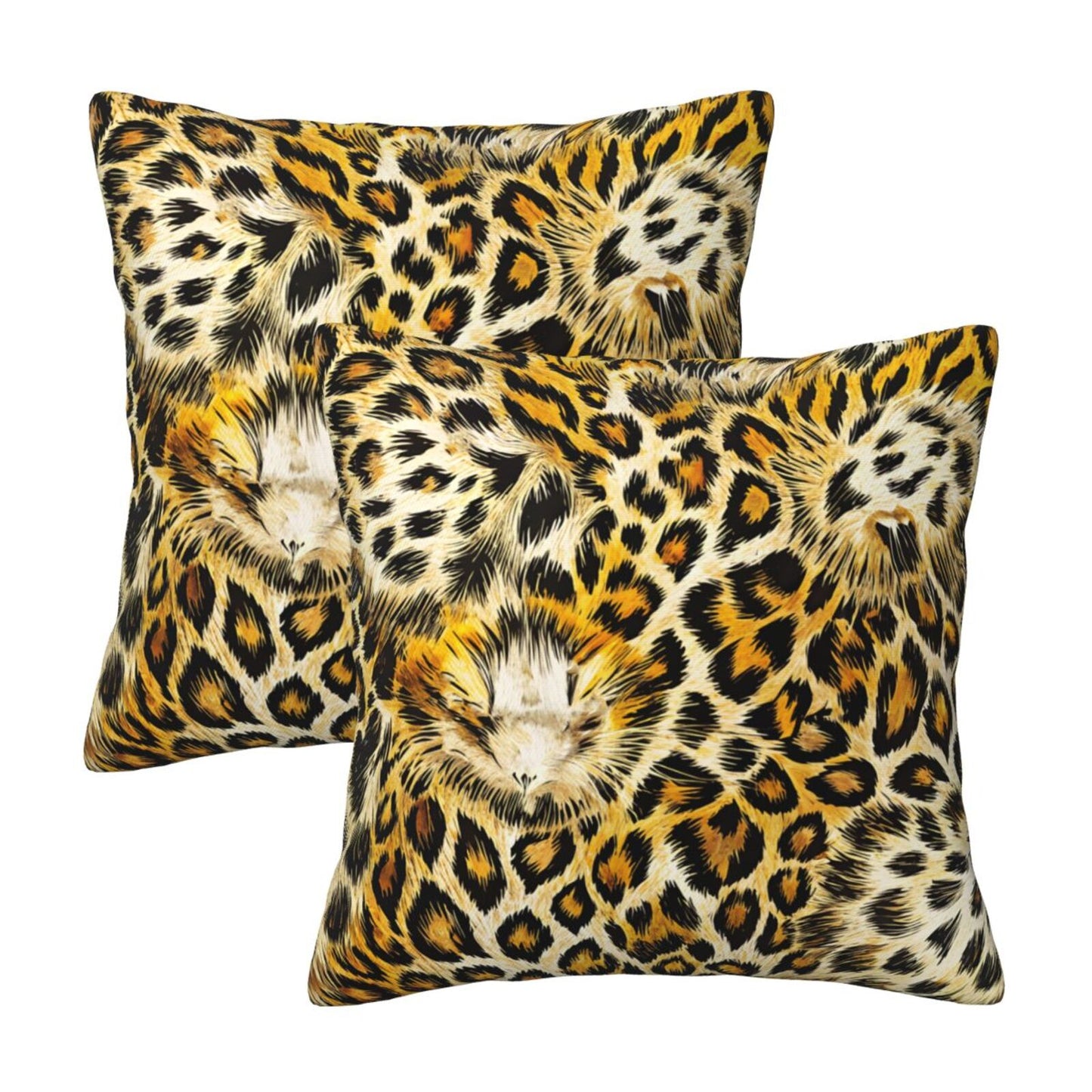 Leopard Print Throw Pillow Covers 18x18 inch Set of 2 Cheetah Decorative Cushion Covers