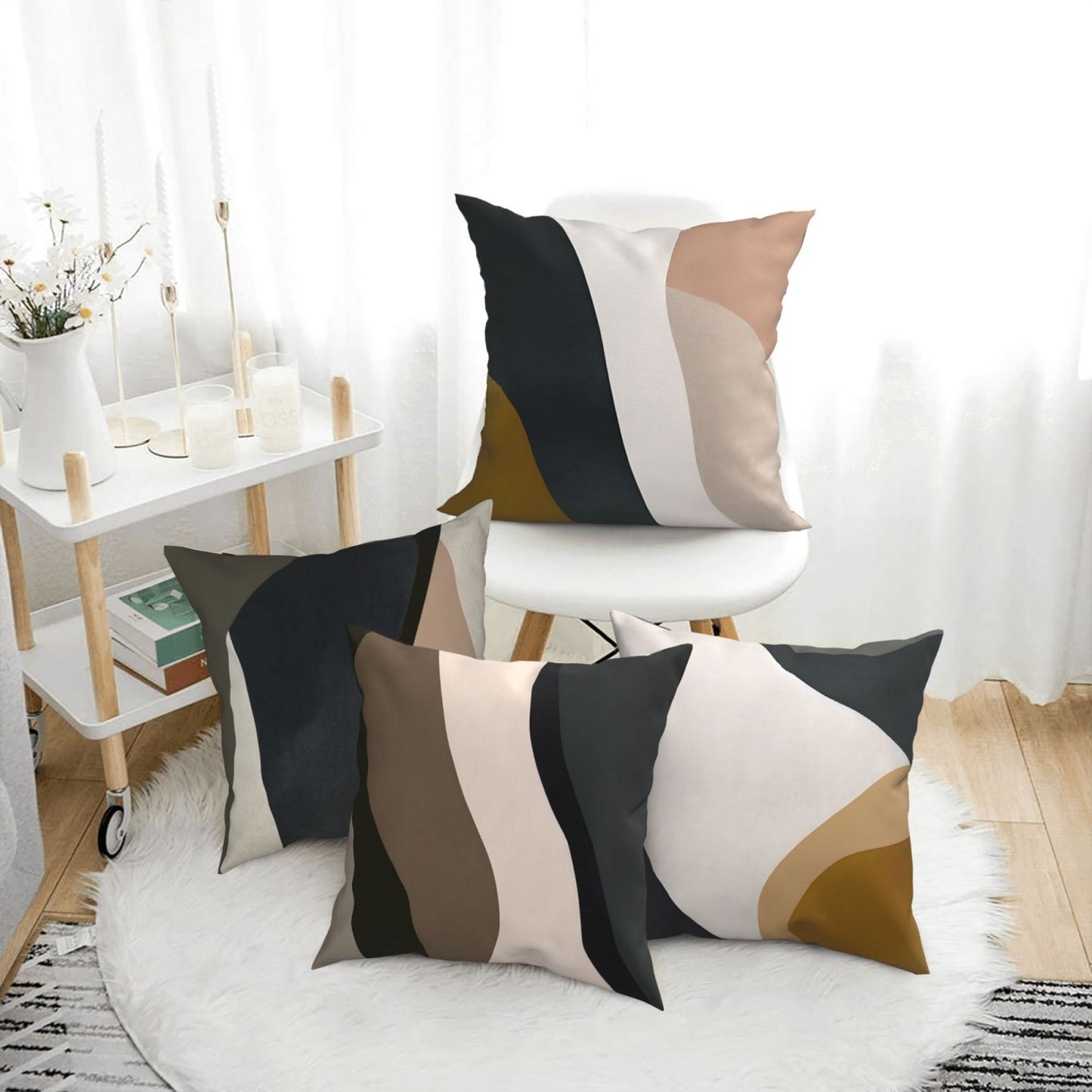 Abstract Geometric Throw Pillow Covers 18x18 inch Set of 4 Minimalist Nordic Decorative Cushion Covers