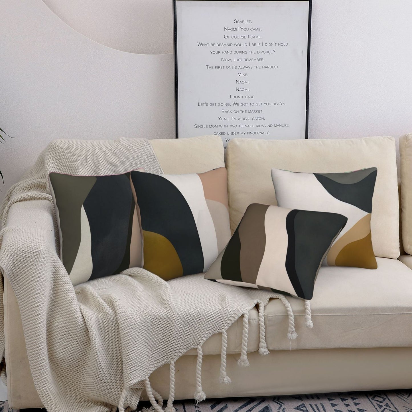 Abstract Geometric Throw Pillow Covers 18x18 inch Set of 4 Minimalist Nordic Decorative Cushion Covers