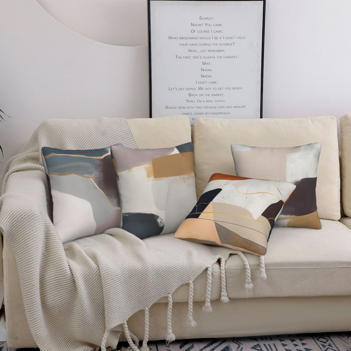 Abstract Geometric Throw Pillow Covers 18x18 inch Set of 4 Minimalist Nordic Decorative Cushion Covers
