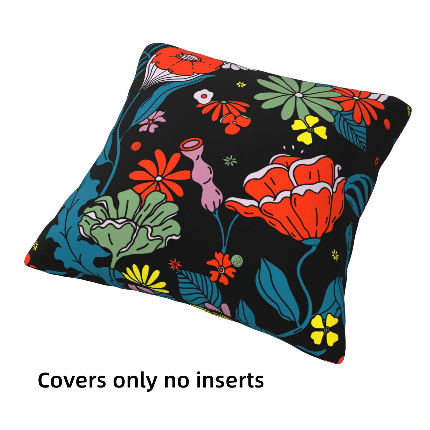 Groovy Floral Throw Pillow Covers 18x18 inch Set of 4 Bohemian Flower Botanical Decorative Cushion Covers