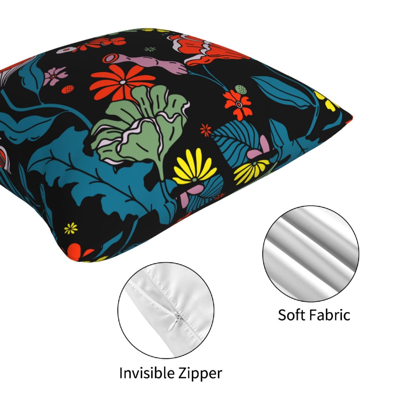 Groovy Floral Throw Pillow Covers 18x18 inch Set of 4 Bohemian Flower Botanical Decorative Cushion Covers
