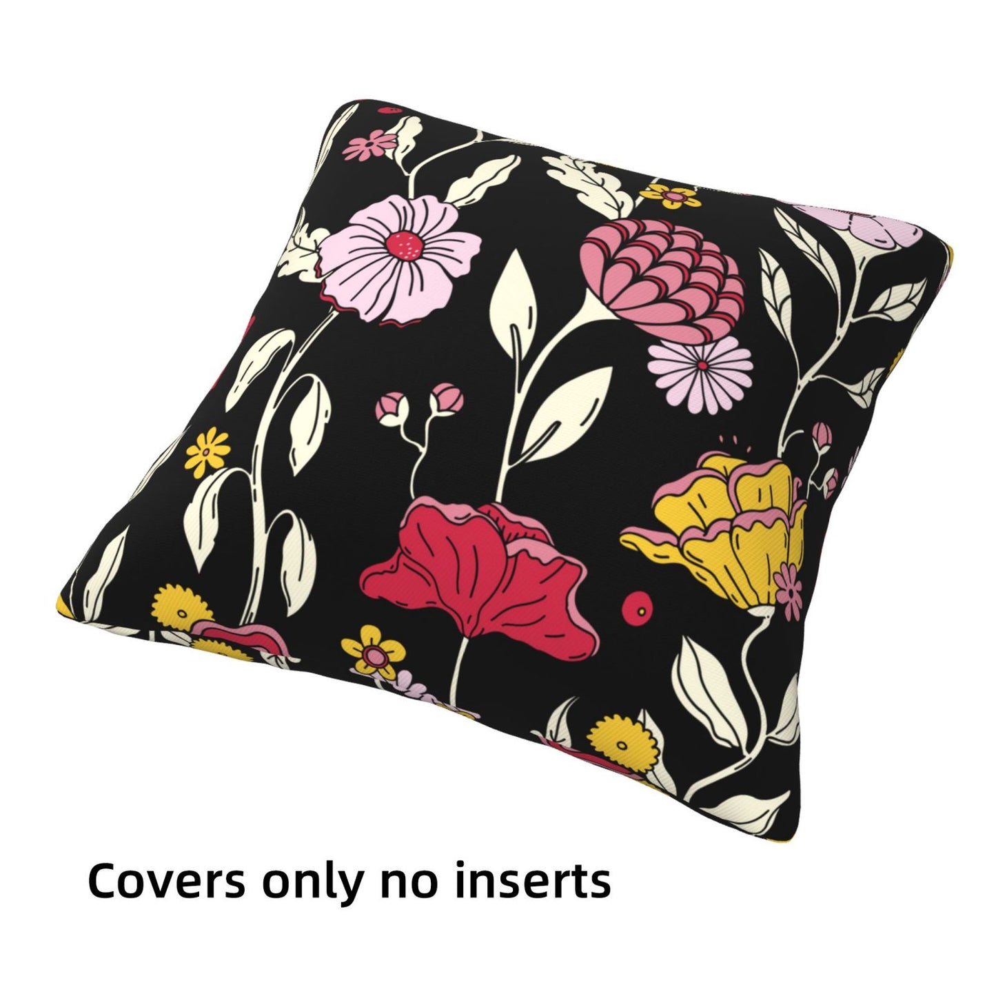 Groovy Floral Throw Pillow Covers 18x18 inch Set of 4 Bohemian Flower Botanical Decorative Cushion Covers