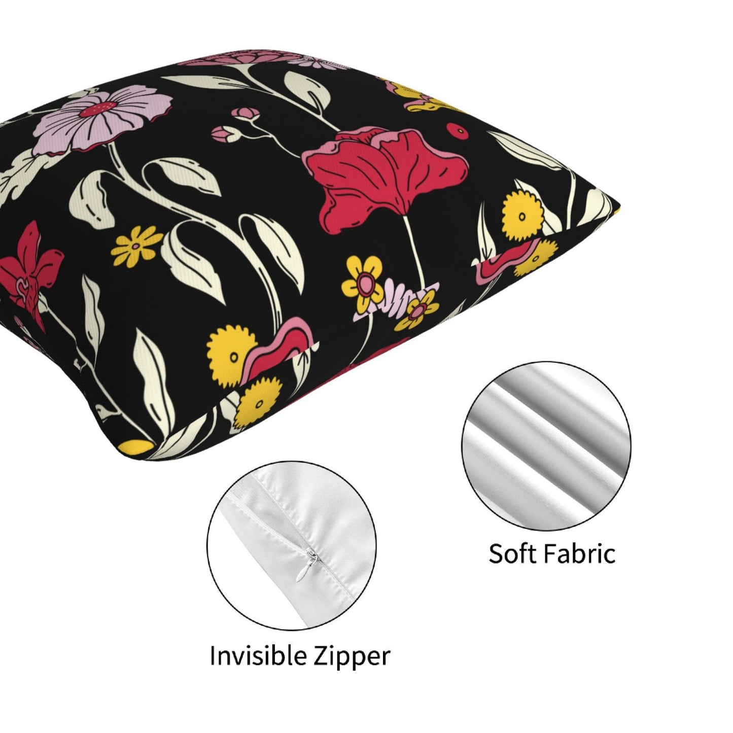 Groovy Floral Throw Pillow Covers 18x18 inch Set of 4 Bohemian Flower Botanical Decorative Cushion Covers