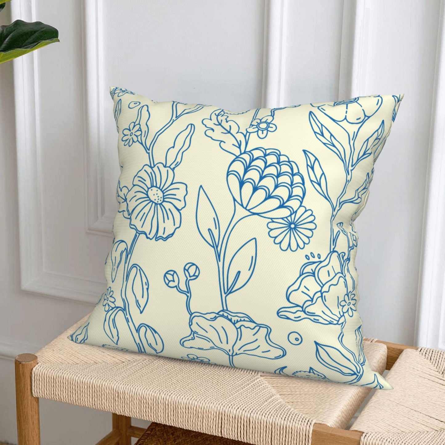 Groovy Floral Throw Pillow Covers 18x18 inch Set of 4 Bohemian Flower Botanical Decorative Cushion Covers