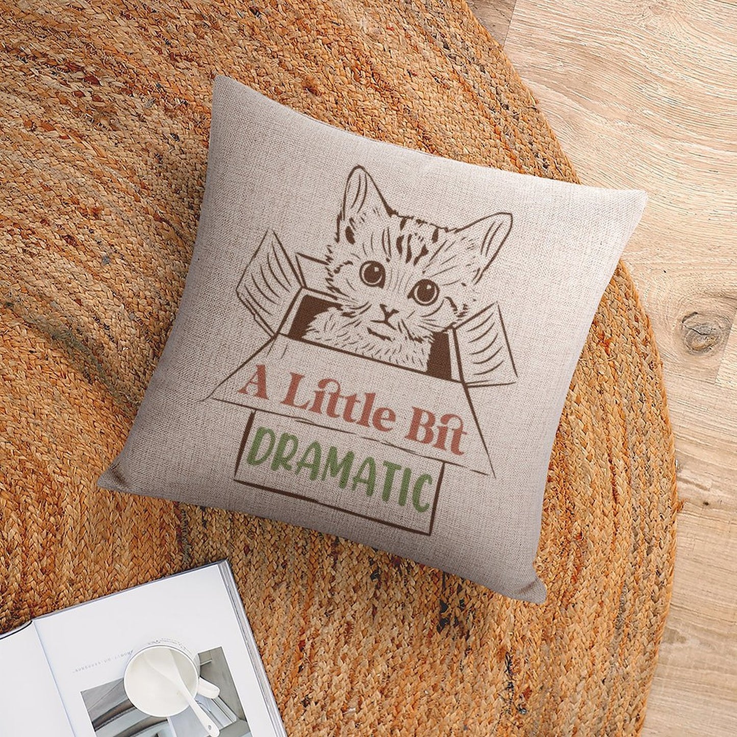 Funny Throw Pillow Covers 18x18 inch Set of 2 Cat Novelty Pillow Cases Weird Friends Kids Teens Gifts Cushion Covers