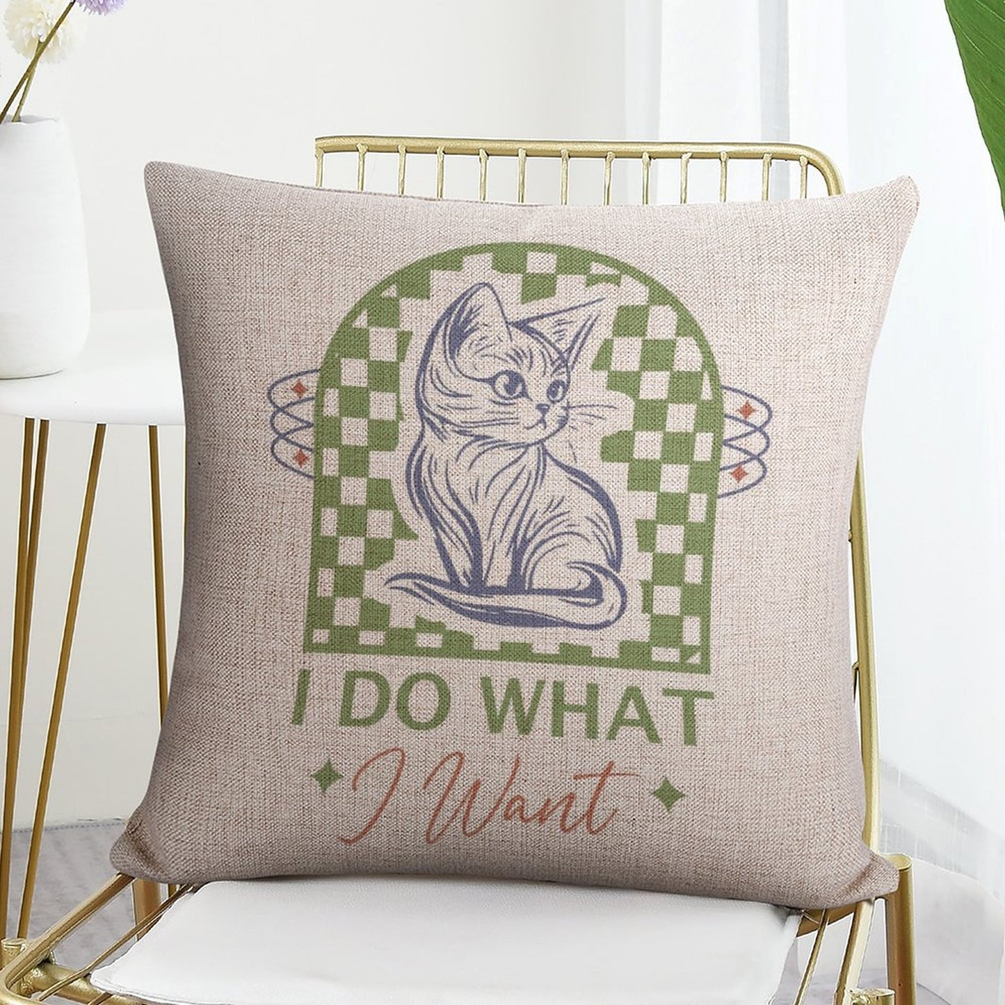 Funny Throw Pillow Covers 18x18 inch Set of 2 Cat Novelty Pillow Cases Weird Friends Kids Teens Gifts Cushion Covers