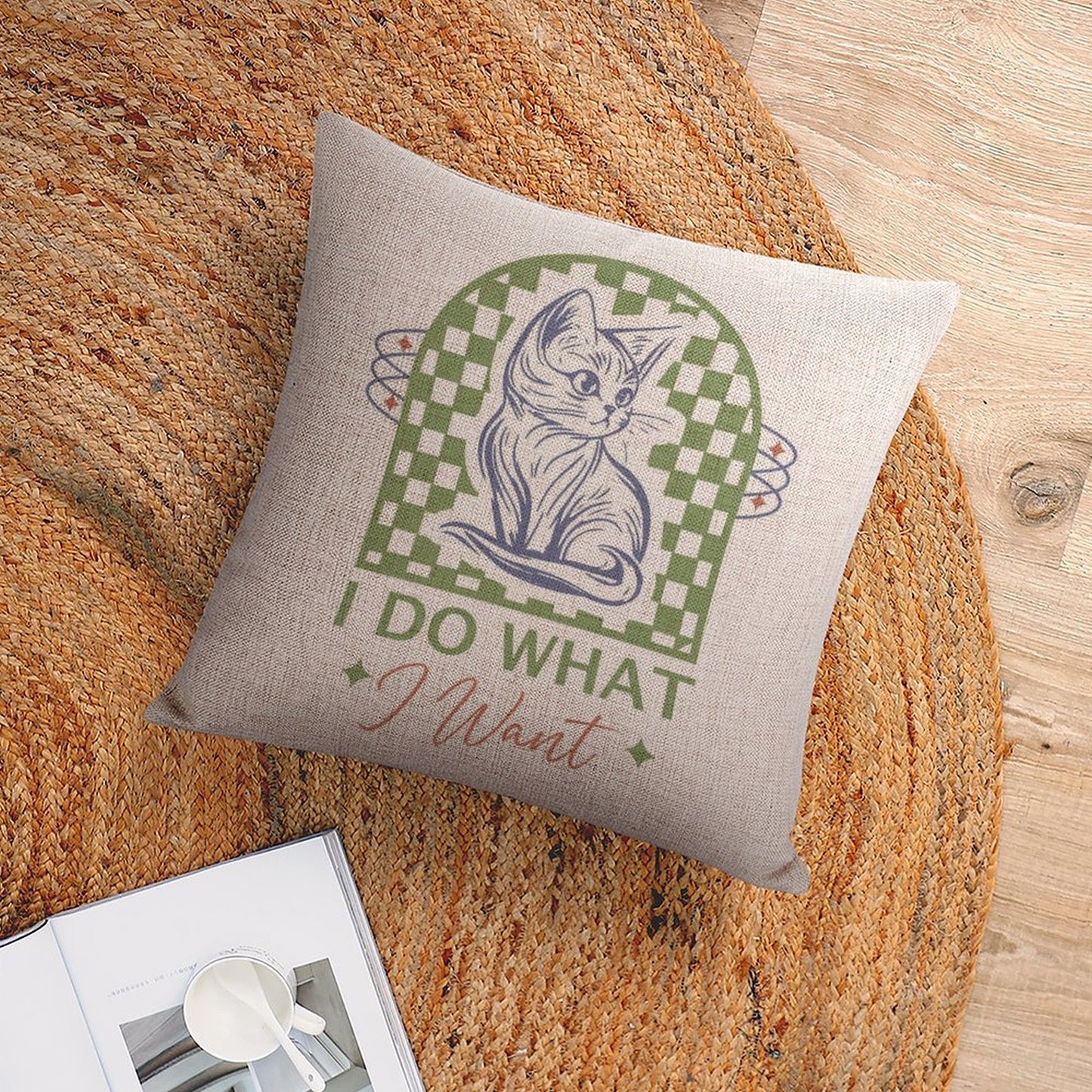 Funny Throw Pillow Covers 18x18 inch Set of 2 Cat Novelty Pillow Cases Weird Friends Kids Teens Gifts Cushion Covers