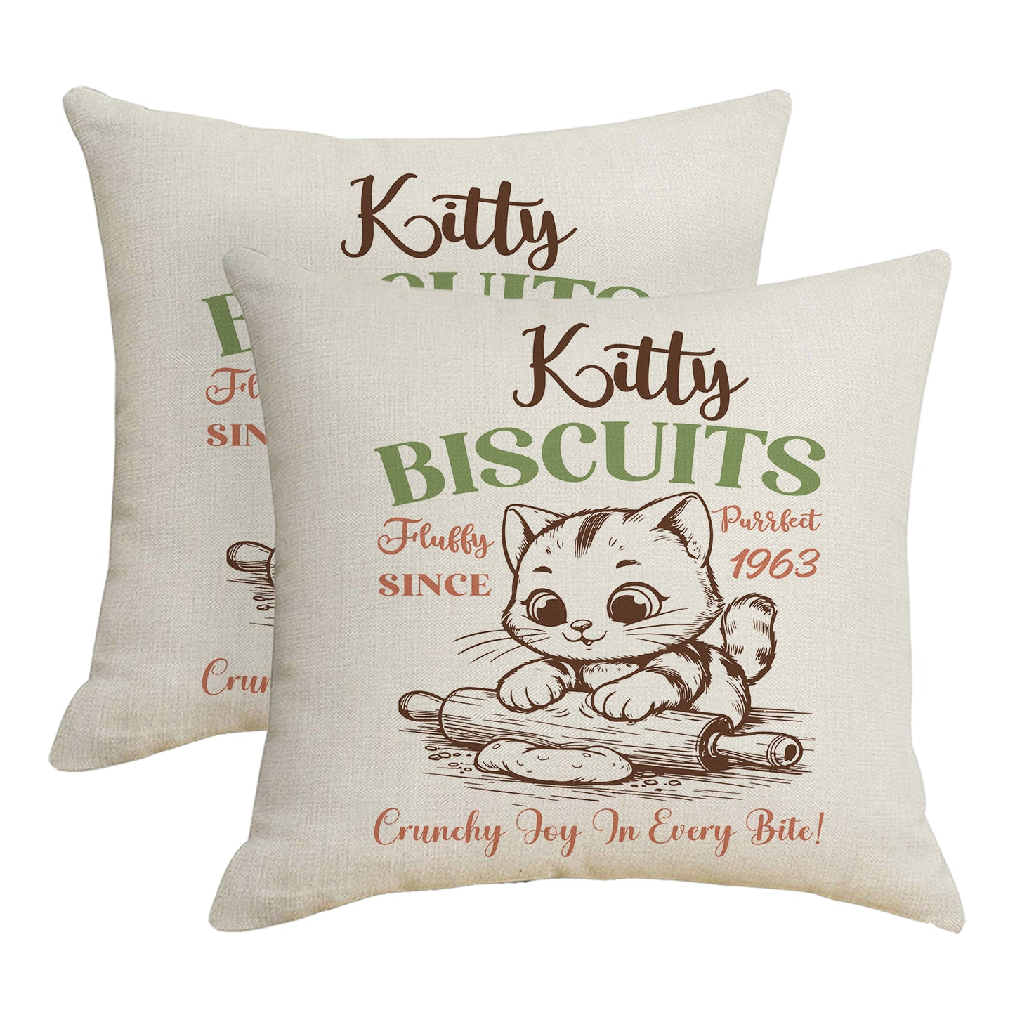 Funny Throw Pillow Covers 18x18 inch Set of 2 Cat Novelty Pillow Cases Weird Friends Kids Teens Gifts Cushion Covers
