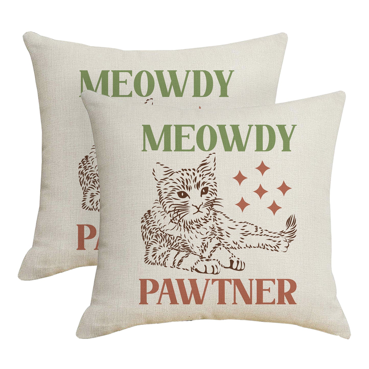 Funny Throw Pillow Covers 18x18 inch Set of 2 Cat Novelty Pillow Cases Weird Friends Kids Teens Gifts Cushion Covers