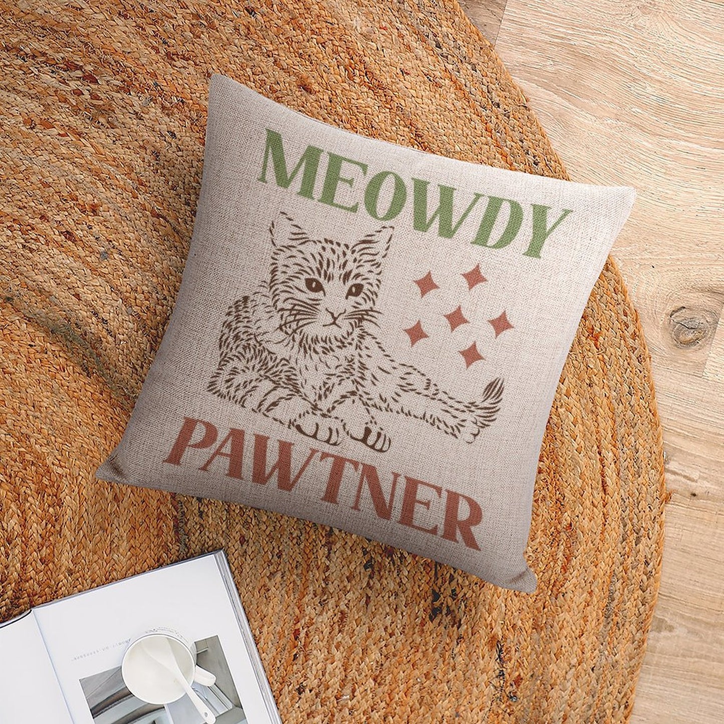 Funny Throw Pillow Covers 18x18 inch Set of 2 Cat Novelty Pillow Cases Weird Friends Kids Teens Gifts Cushion Covers