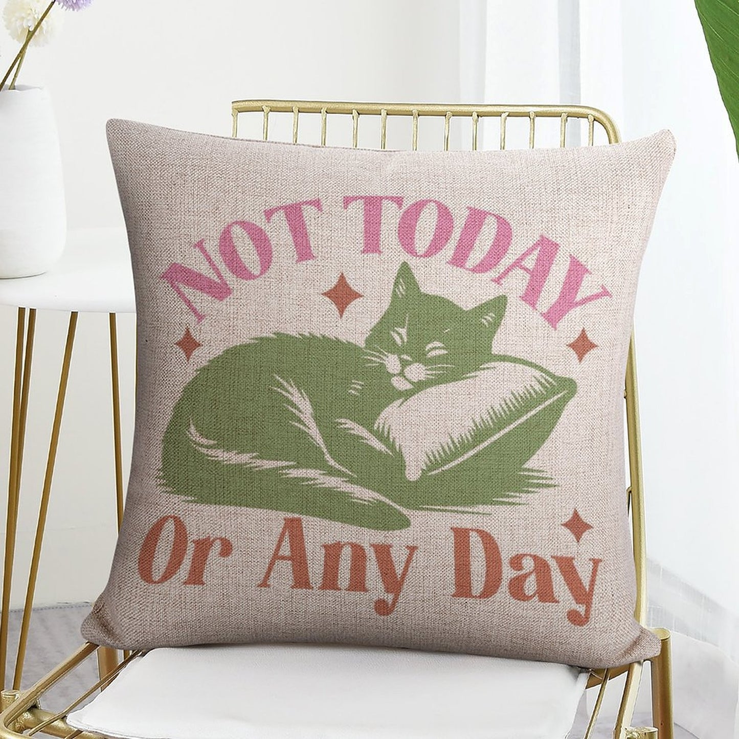 Funny Throw Pillow Covers 18x18 inch Set of 2 Cat Novelty Pillow Cases Weird Friends Kids Teens Gifts Cushion Covers