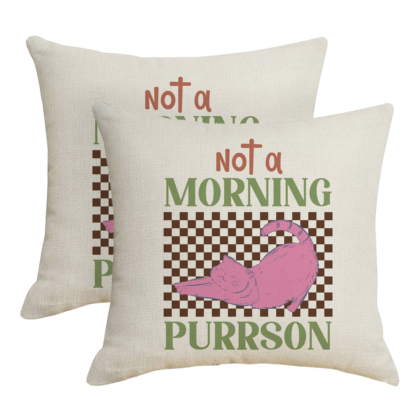 Funny Throw Pillow Covers 18x18 inch Set of 2 Cat Novelty Pillow Cases Weird Friends Kids Teens Gifts Cushion Covers