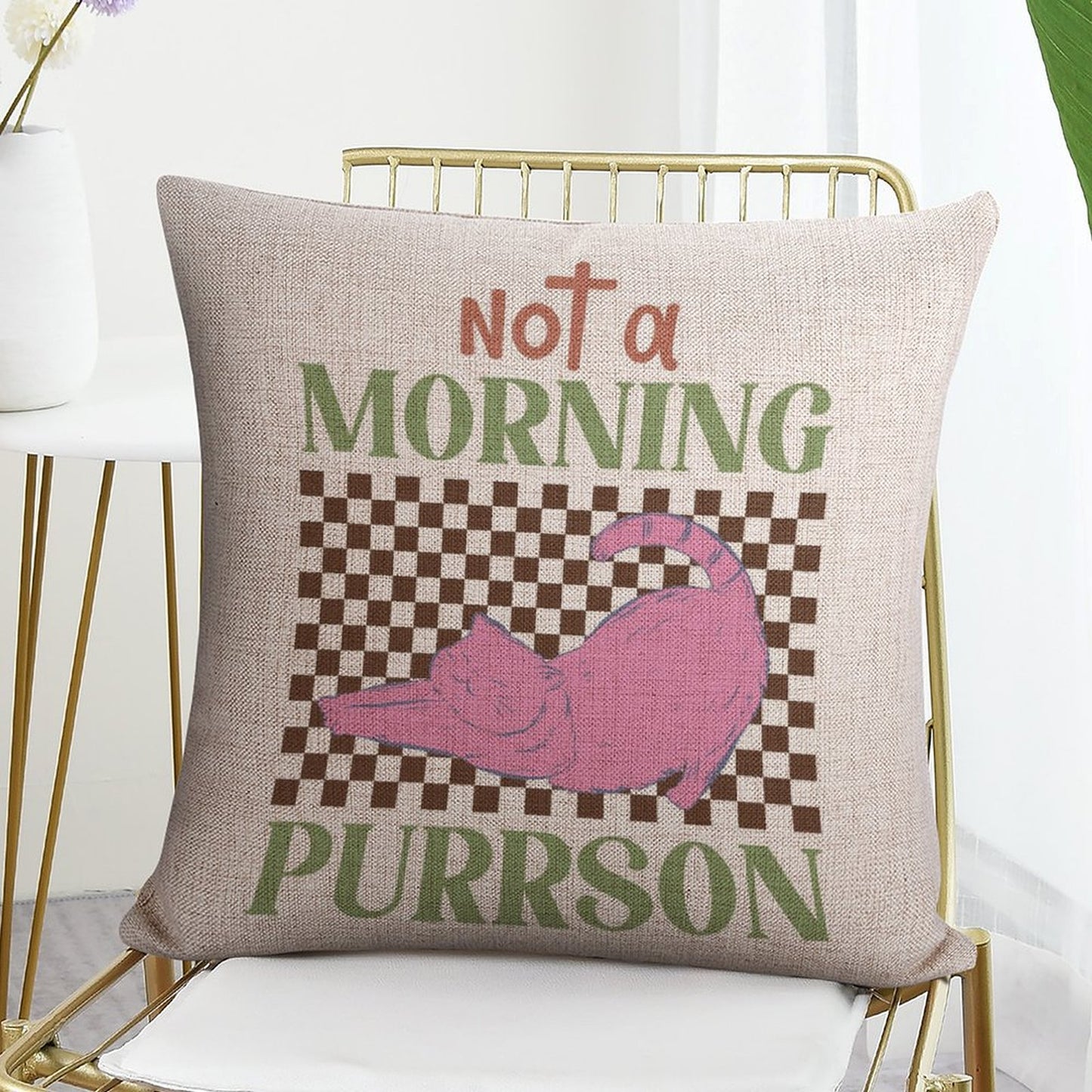 Funny Throw Pillow Covers 18x18 inch Set of 2 Cat Novelty Pillow Cases Weird Friends Kids Teens Gifts Cushion Covers